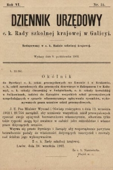 Dziennik Urzędowy c. k. Rady szkolnej krajowej w Galicyi. 1902, nr 34