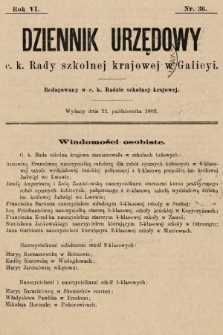 Dziennik Urzędowy c. k. Rady szkolnej krajowej w Galicyi. 1902, nr 36