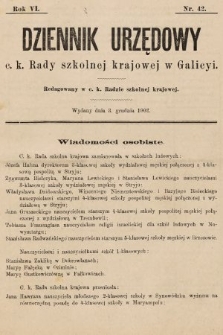 Dziennik Urzędowy c. k. Rady szkolnej krajowej w Galicyi. 1902, nr 42