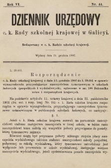 Dziennik Urzędowy c. k. Rady szkolnej krajowej w Galicyi. 1902, nr 44