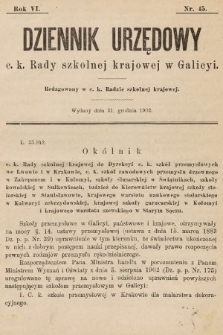 Dziennik Urzędowy c. k. Rady szkolnej krajowej w Galicyi. 1902, nr 45