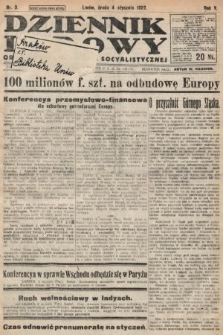 Dziennik Ludowy : organ Polskiej Partyi Socyalistycznej. 1922, nr 3