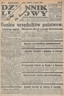 Dziennik Ludowy : organ Polskiej Partyi Socyalistycznej. 1922, nr 4