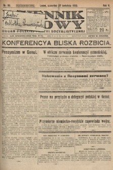 Dziennik Ludowy : organ Polskiej Partyi Socyalistycznej. 1922, nr 93