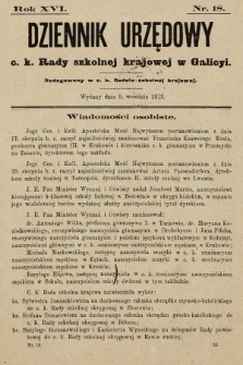 Dziennik Urzędowy c. k. Rady szkolnej krajowej w Galicyi. 1912, nr 18