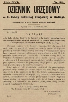 Dziennik Urzędowy c. k. Rady szkolnej krajowej w Galicyi. 1912, nr 20