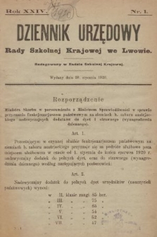 Dziennik Urzędowy Rady Szkolnej Krajowej we Lwowie. 1920, nr 1