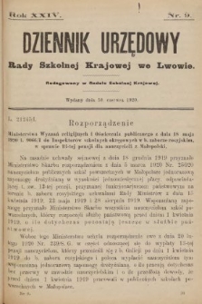 Dziennik Urzędowy Rady Szkolnej Krajowej we Lwowie. 1920, nr 9