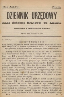 Dziennik Urzędowy Rady Szkolnej Krajowej we Lwowie. 1920, nr 18