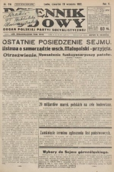 Dziennik Ludowy : organ Polskiej Partyi Socyalistycznej. 1922, nr 218