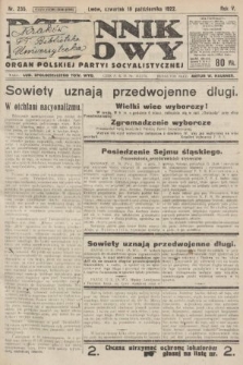 Dziennik Ludowy : organ Polskiej Partyi Socyalistycznej. 1922, nr 235