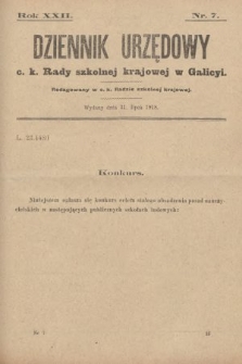 Dziennik Urzędowy c.k. Rady szkolnej krajowej w Galicyi. 1918, nr 7
