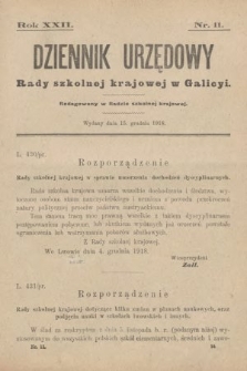 Dziennik Urzędowy Rady szkolnej krajowej w Galicyi. 1918, nr 11