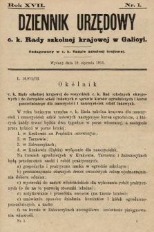 Dziennik Urzędowy c. k. Rady szkolnej krajowej w Galicyi. 1913, nr 1