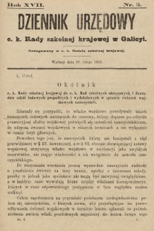 Dziennik Urzędowy c. k. Rady szkolnej krajowej w Galicyi. 1913, nr 3