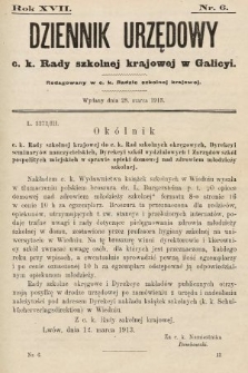 Dziennik Urzędowy c. k. Rady szkolnej krajowej w Galicyi. 1913, nr 6