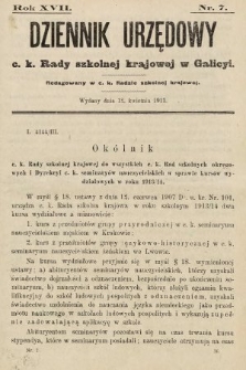 Dziennik Urzędowy c. k. Rady szkolnej krajowej w Galicyi. 1913, nr 7