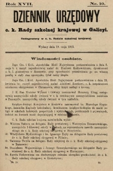 Dziennik Urzędowy c. k. Rady szkolnej krajowej w Galicyi. 1913, nr 10