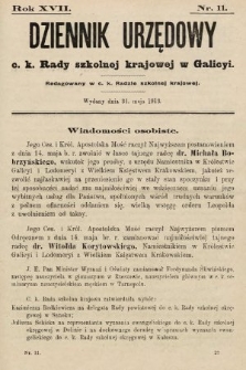 Dziennik Urzędowy c. k. Rady szkolnej krajowej w Galicyi. 1913, nr 11