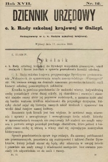 Dziennik Urzędowy c. k. Rady szkolnej krajowej w Galicyi. 1913, nr 12