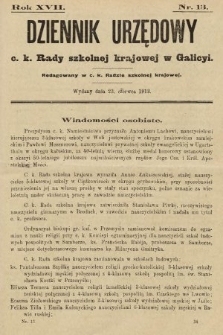 Dziennik Urzędowy c. k. Rady szkolnej krajowej w Galicyi. 1913, nr 13