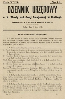 Dziennik Urzędowy c. k. Rady szkolnej krajowej w Galicyi. 1913, nr 14