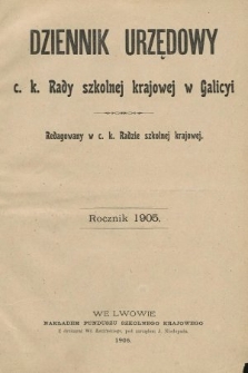 Dziennik Urzędowy c. k. Rady szkolnej krajowej w Galicyi. 1905, spis rozporządzeń i okólników
