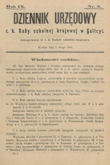 Dziennik Urzędowy c. k. Rady szkolnej krajowej w Galicyi. 1905, nr 3