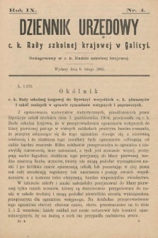 Dziennik Urzędowy c. k. Rady szkolnej krajowej w Galicyi. 1905, nr 4