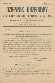 Dziennik Urzędowy c. k. Rady szkolnej krajowej w Galicyi. 1905, nr 7