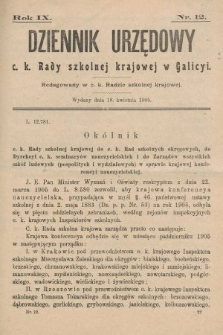 Dziennik Urzędowy c. k. Rady szkolnej krajowej w Galicyi. 1905, nr 12