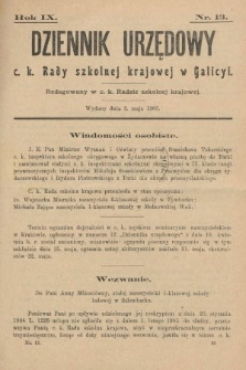 Dziennik Urzędowy c. k. Rady szkolnej krajowej w Galicyi. 1905, nr 13