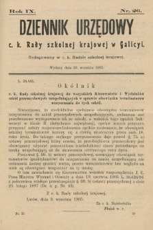 Dziennik Urzędowy c. k. Rady szkolnej krajowej w Galicyi. 1905, nr 26