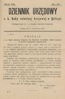 Dziennik Urzędowy c. k. Rady szkolnej krajowej w Galicyi. 1905, nr 27