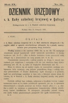 Dziennik Urzędowy c. k. Rady szkolnej krajowej w Galicyi. 1905, nr 31