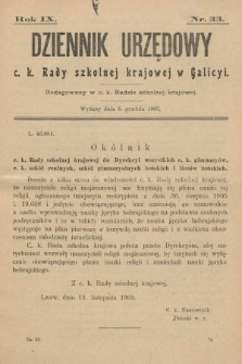 Dziennik Urzędowy c. k. Rady szkolnej krajowej w Galicyi. 1905, nr 33