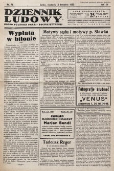 Dziennik Ludowy : organ Polskiej Partij Socjalistycznej. 1932, nr 75