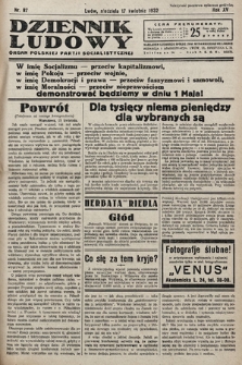 Dziennik Ludowy : organ Polskiej Partij Socjalistycznej. 1932, nr 87