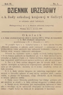 Dziennik Urzędowy C. K. Rady Szkolnej Krajowej w Galicyi w Zakresie Szkół Ludowych. 1898, nr 1