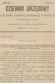 Dziennik Urzędowy C. K. Rady Szkolnej Krajowej w Galicyi w Zakresie Szkół Ludowych. 1898, nr 2