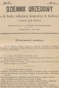 Dziennik Urzędowy C. K. Rady Szkolnej Krajowej w Galicyi w Zakresie Szkół Ludowych. 1898, nr 4