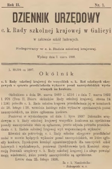 Dziennik Urzędowy C. K. Rady Szkolnej Krajowej w Galicyi w Zakresie Szkół Ludowych. 1898, nr 7