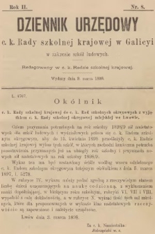 Dziennik Urzędowy C. K. Rady Szkolnej Krajowej w Galicyi w Zakresie Szkół Ludowych. 1898, nr 8