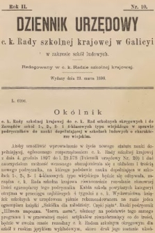 Dziennik Urzędowy C. K. Rady Szkolnej Krajowej w Galicyi w Zakresie Szkół Ludowych. 1898, nr 10