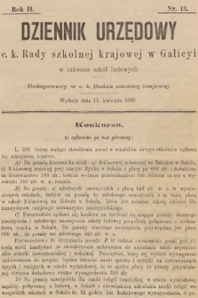 Dziennik Urzędowy C. K. Rady Szkolnej Krajowej w Galicyi w Zakresie Szkół Ludowych. 1898, nr 13