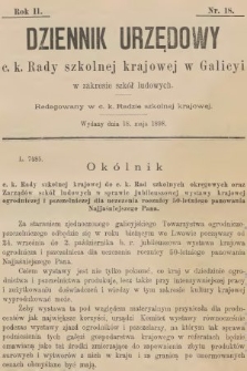 Dziennik Urzędowy C. K. Rady Szkolnej Krajowej w Galicyi w Zakresie Szkół Ludowych. 1898, nr 18