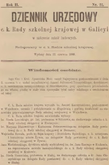 Dziennik Urzędowy C. K. Rady Szkolnej Krajowej w Galicyi w Zakresie Szkół Ludowych. 1898, nr 22