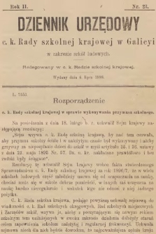 Dziennik Urzędowy C. K. Rady Szkolnej Krajowej w Galicyi w Zakresie Szkół Ludowych. 1898, nr 23