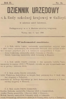 Dziennik Urzędowy C. K. Rady Szkolnej Krajowej w Galicyi w Zakresie Szkół Ludowych. 1898, nr 24