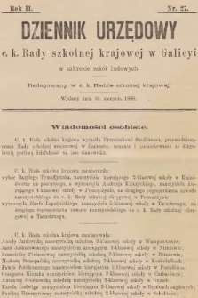 Dziennik Urzędowy C. K. Rady Szkolnej Krajowej w Galicyi w Zakresie Szkół Ludowych. 1898, nr 27